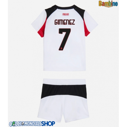 Maglie da calcio AC Milan Santiago Gimenez #7 Seconda Maglia Bambino 2025-26 Manica Corta + Pantaloni corti)